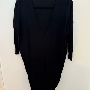 Balenciaga Elegant Black V-Neck Fine Knit Dress
